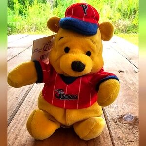 NWT Vintage DISNEY Winnie The Pooh "Baseball Pooh" Bean Bag Plush *